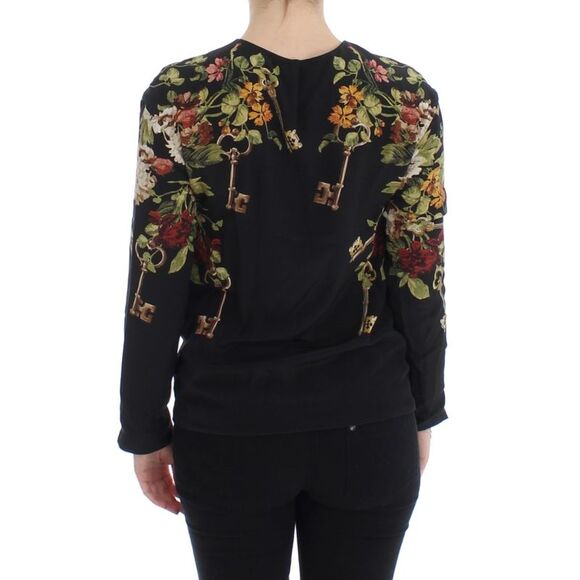 Dolce & Gabbana Floral Key Print Long Sleeve Sweater Women Black Tops & T-Shirts - Picture 3 of 6